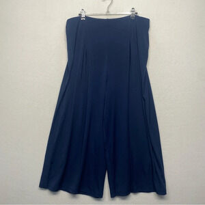 H Halston Wide Leg Ankle Stretch Ankle Pants Navy Blue L